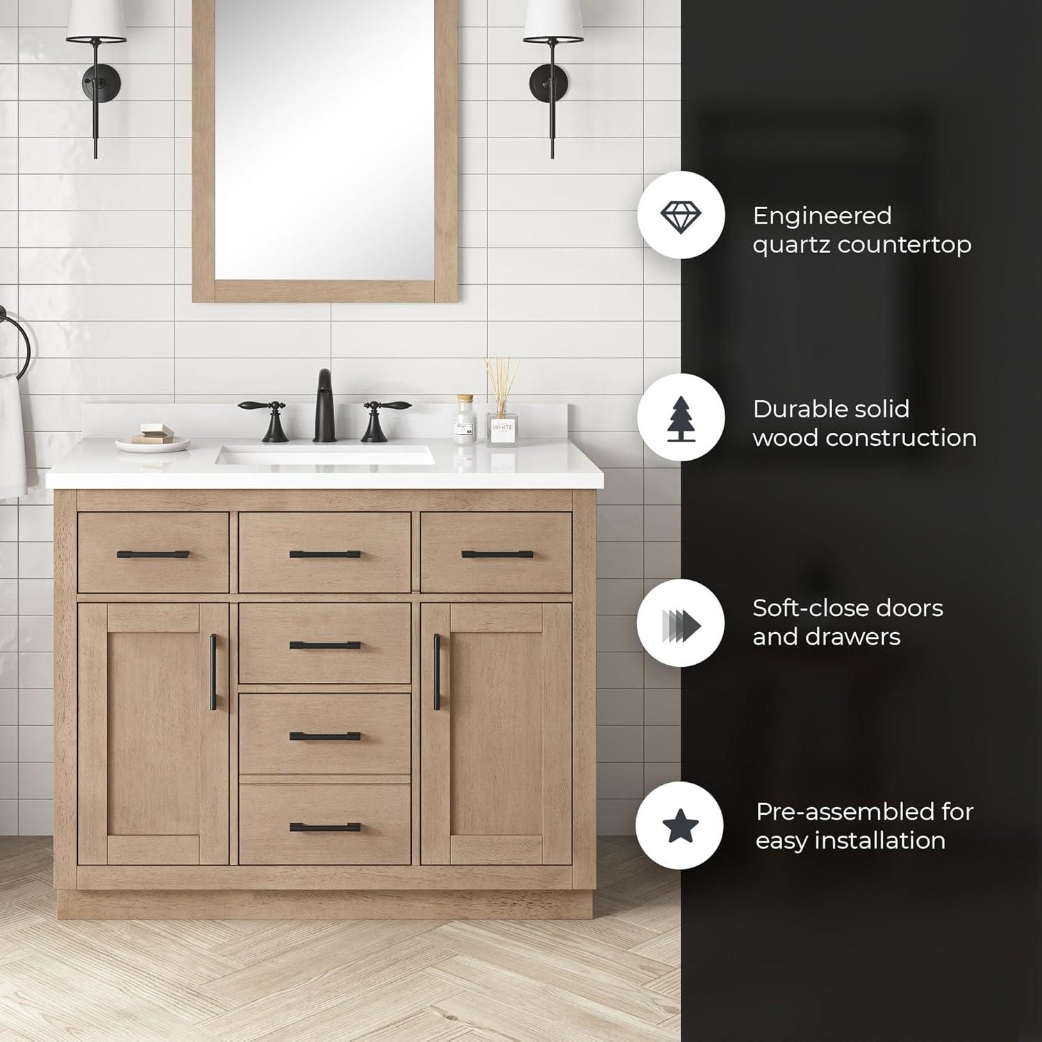 OVE Decors Bailey 42" Single Bathroom Vanity with Premium Countertop