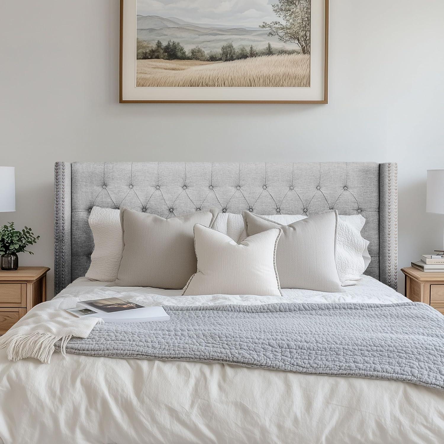 Amelia Upholstery Headboard Grey Queen