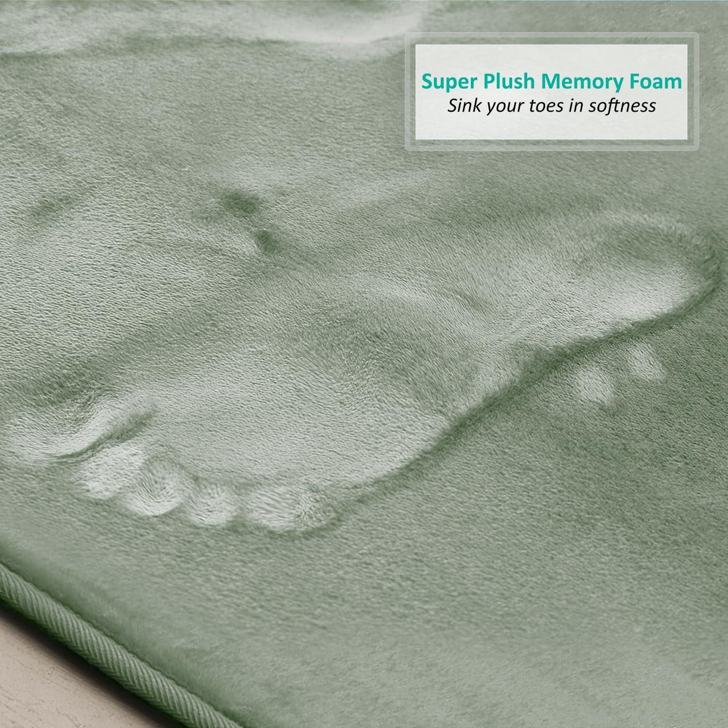 Hearth & Harbor Bathroom Rugs, Velvet Memory Foam Bath Mat - Ultra Soft Sage Green Contour Bath Rug, 20X24