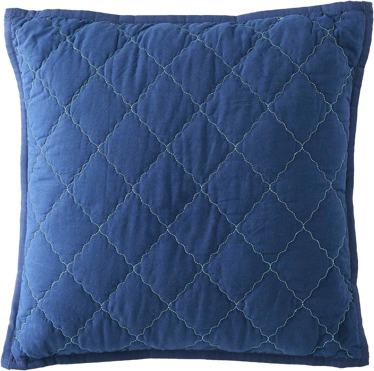 Navy Cotton Twin Reversible Patchwork Quilt Set