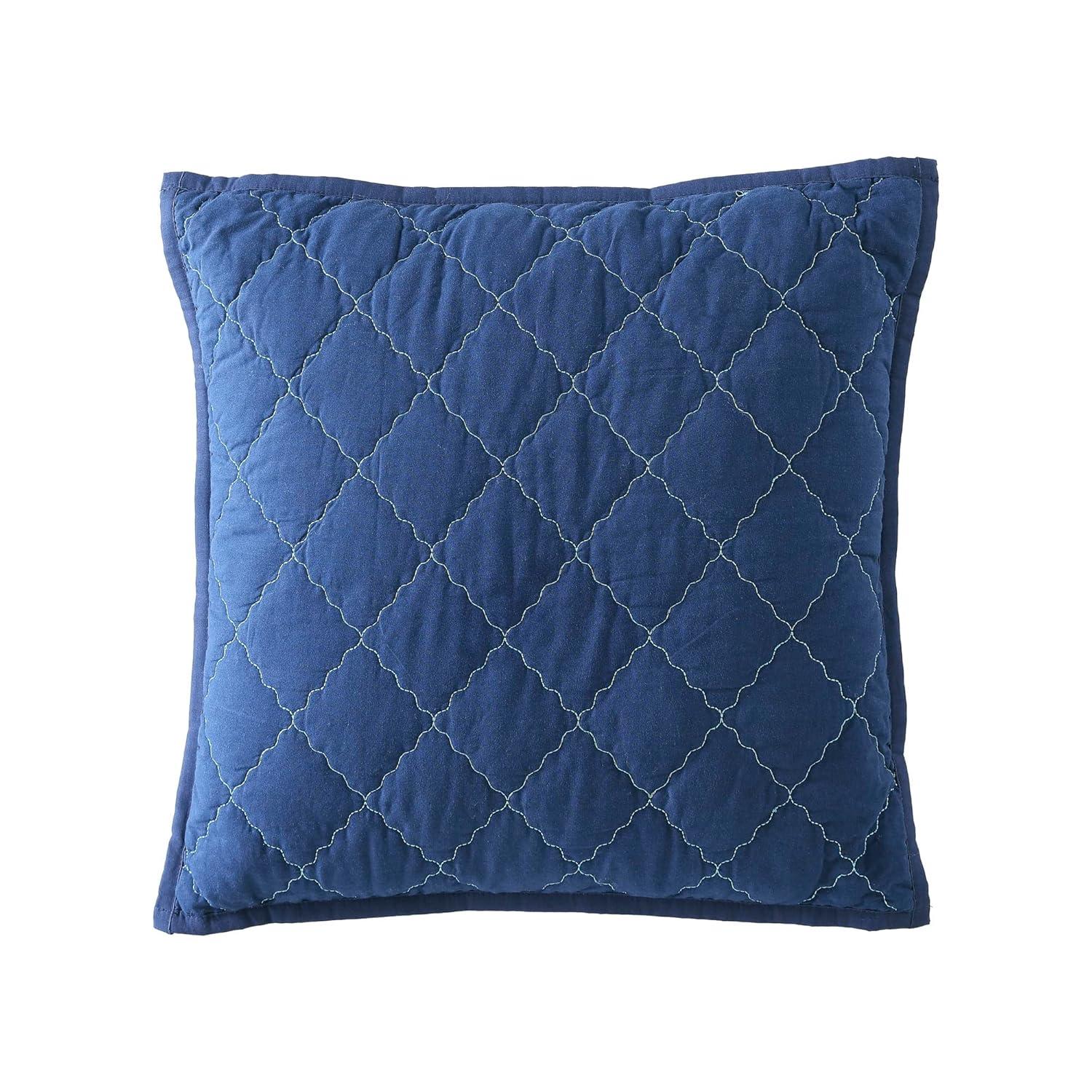 Navy Cotton Twin Reversible Patchwork Quilt Set