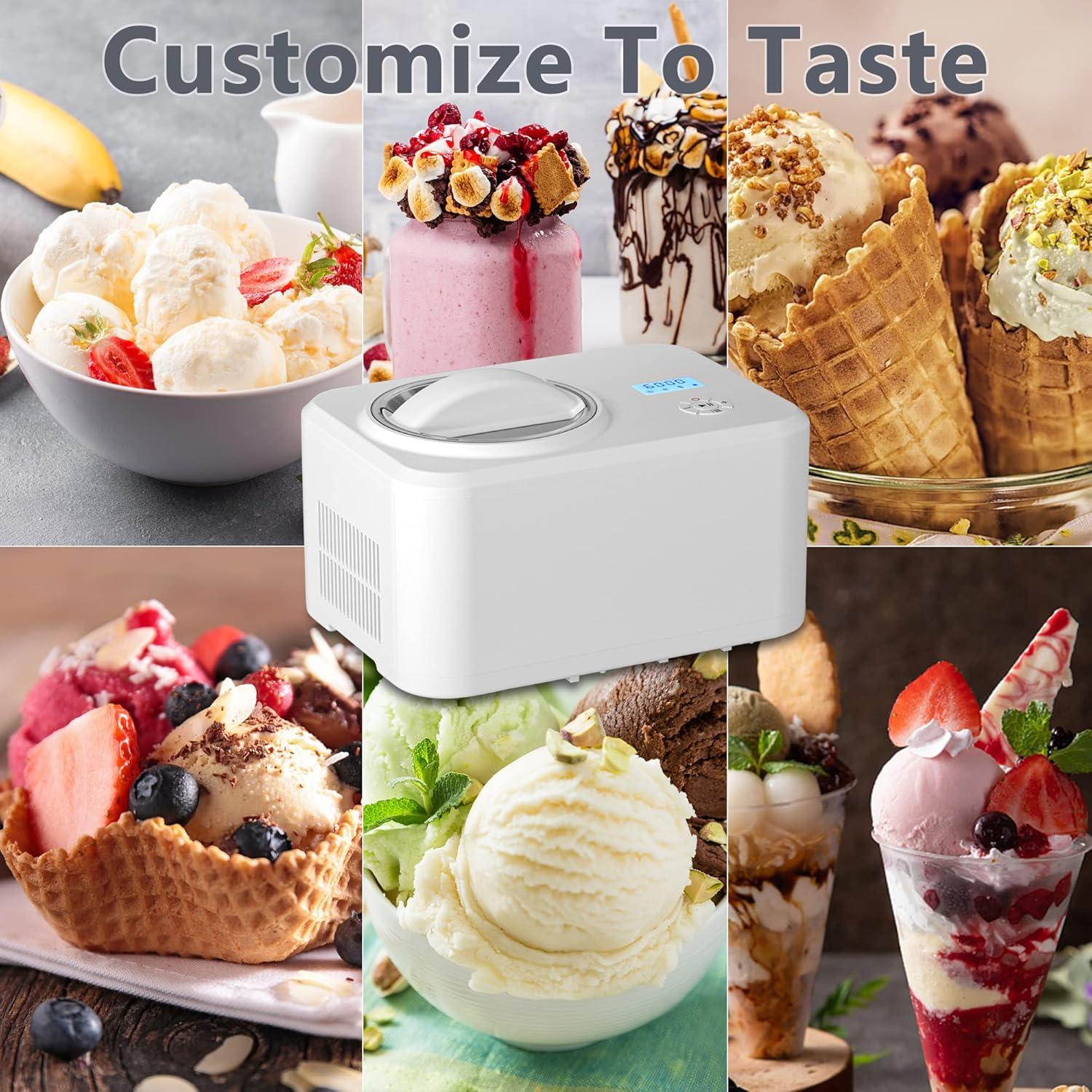 COWSAR 1.5 Quart Ice Cream Maker Machine with Built-in Compressor, Fully Automatic and No Pre-freezing, Frozen Yogurt, Keep-cooling and Timer