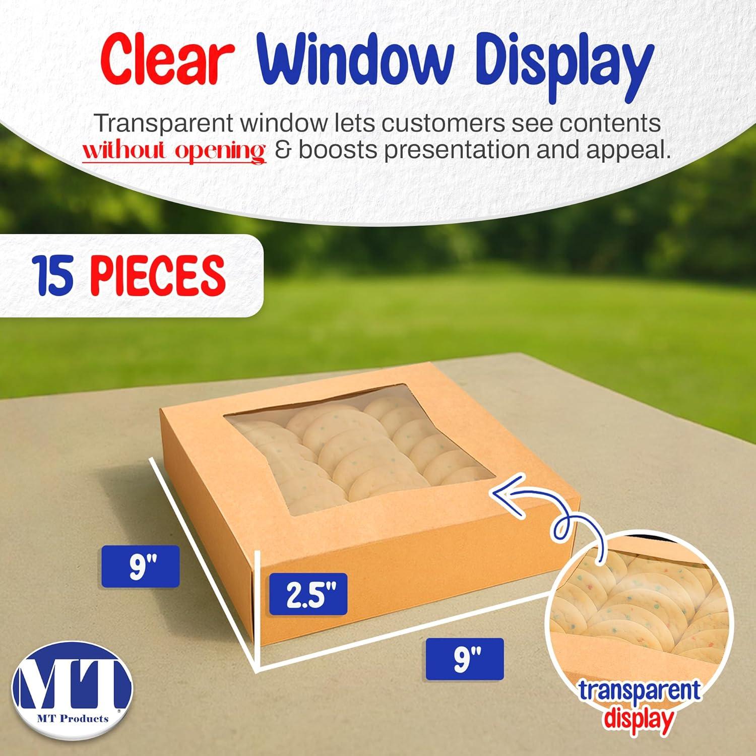 MT Products Pie Boxes - 9" x 9" x 2.5" Brown Bakery Boxes - Pack of 15