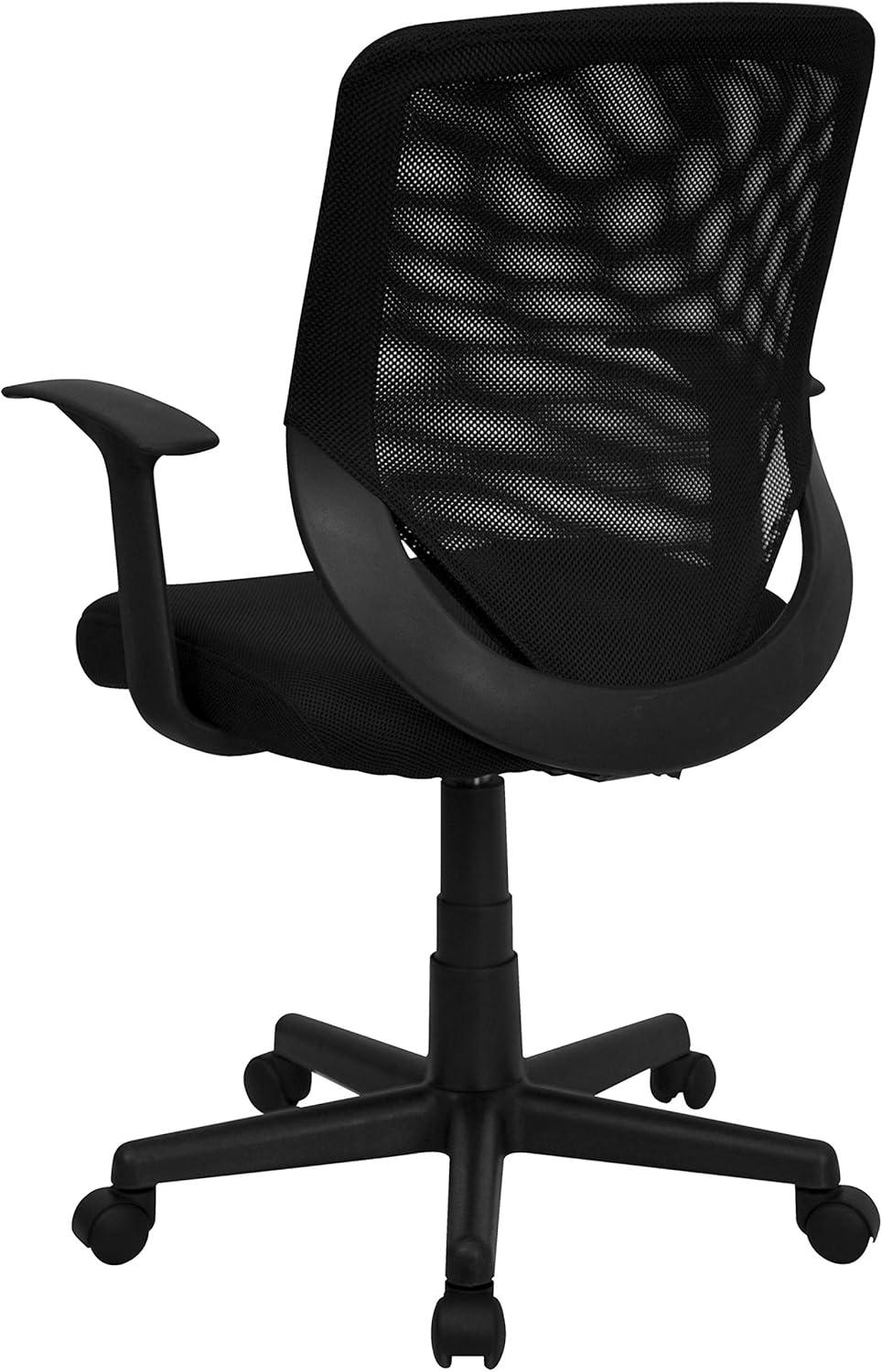 Ergonomic Mesh Mid-Back Swivel Task and Office Chair with T-Arms, Black