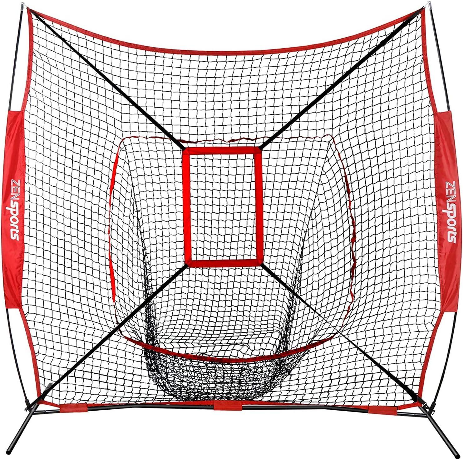 Zeny 7' x 7' Baseball Softball Practice Net Hitting Pitching Training Net w/Strike Zone,Bow Frame & Carry Bag