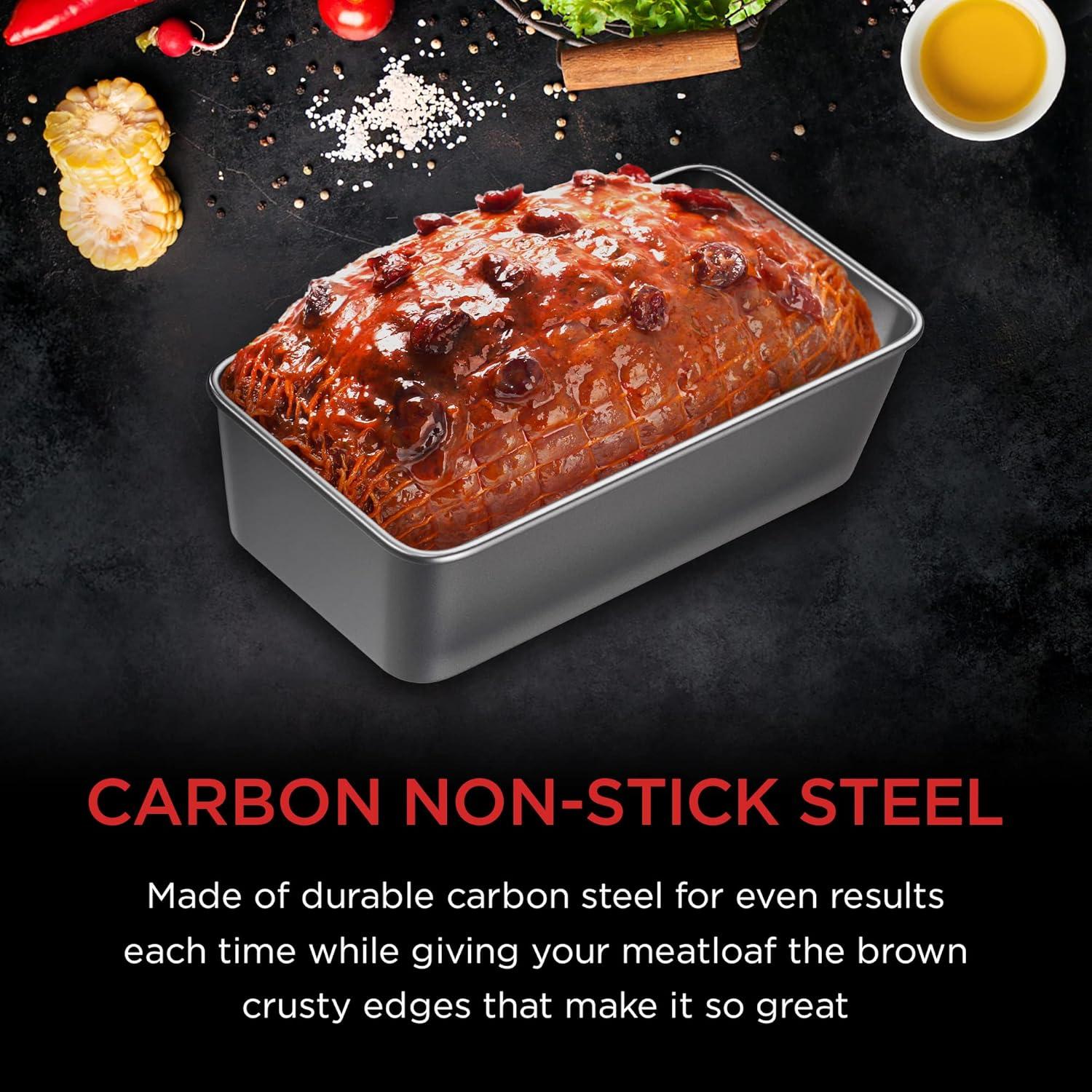 Elbee Non-Stick Carbon Steel Meatloaf Pan with Perforated Tray