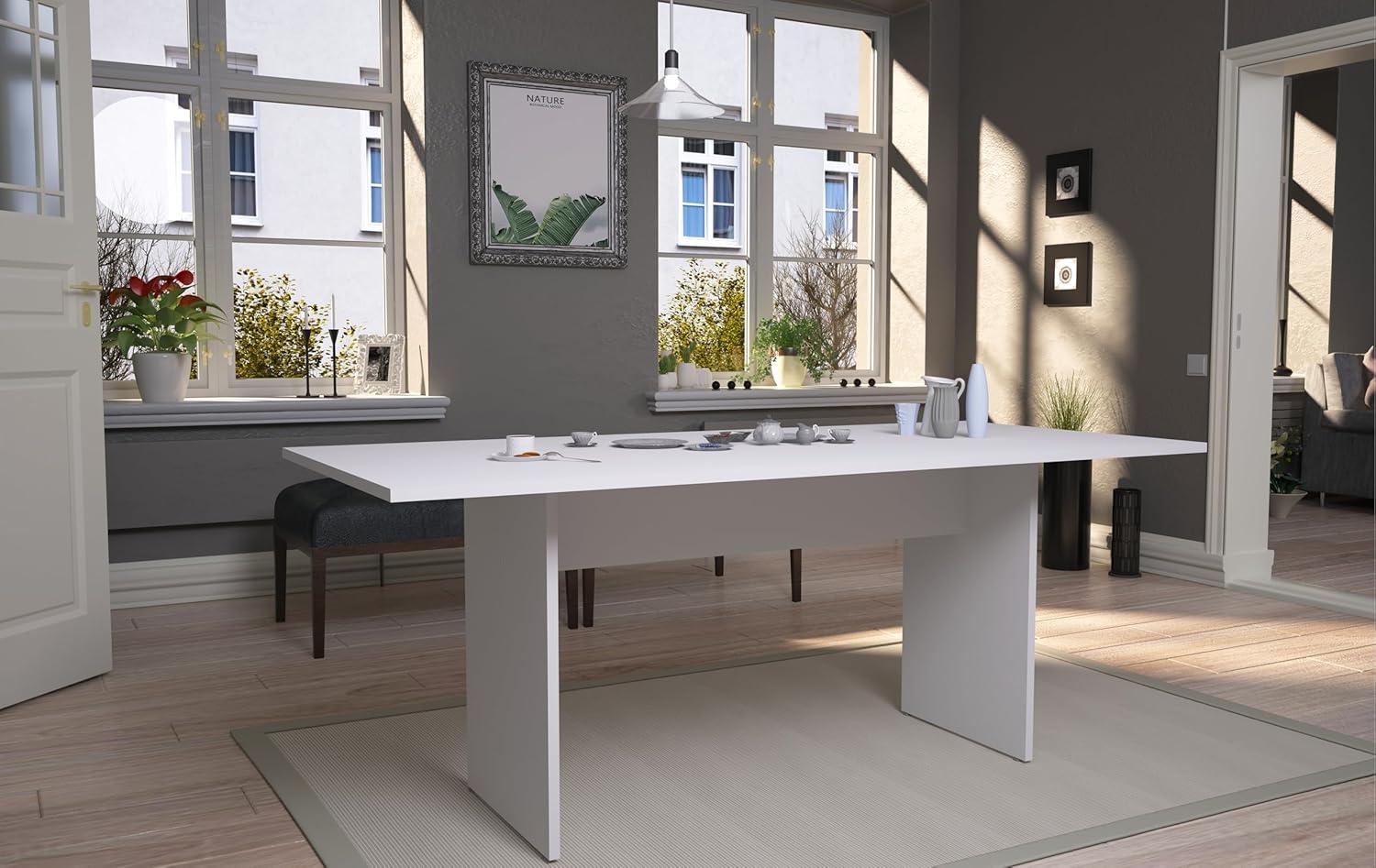 67.91" White MDF Modern Rectangular Dining Table