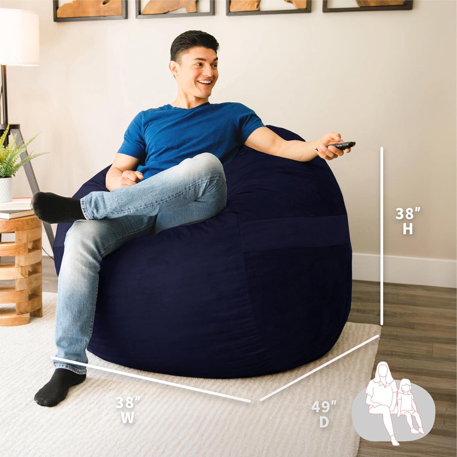 Big Joe Large 4 Foot Foam Filled Bean Bag Chair with Soft Removeable Cover