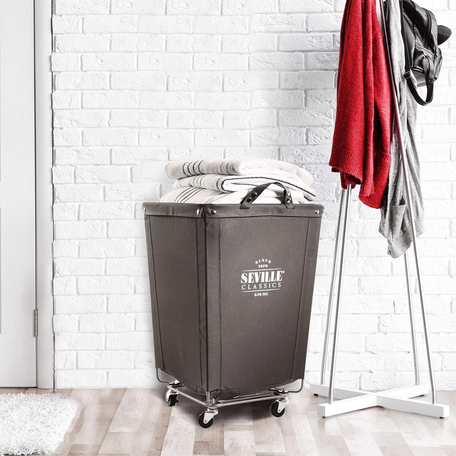 Seville Classics Commercial Heavy Duty Laundry Hamper Canvas Gray