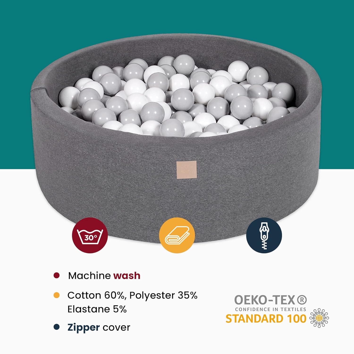 MeowBaby 35 Inch by 11.5 Inch Large Round Tall Baby and Toddler Foam Ball Pit with 200 Full Foam, 2.75 Inch Balls, and Zippered Covered, Multicolor