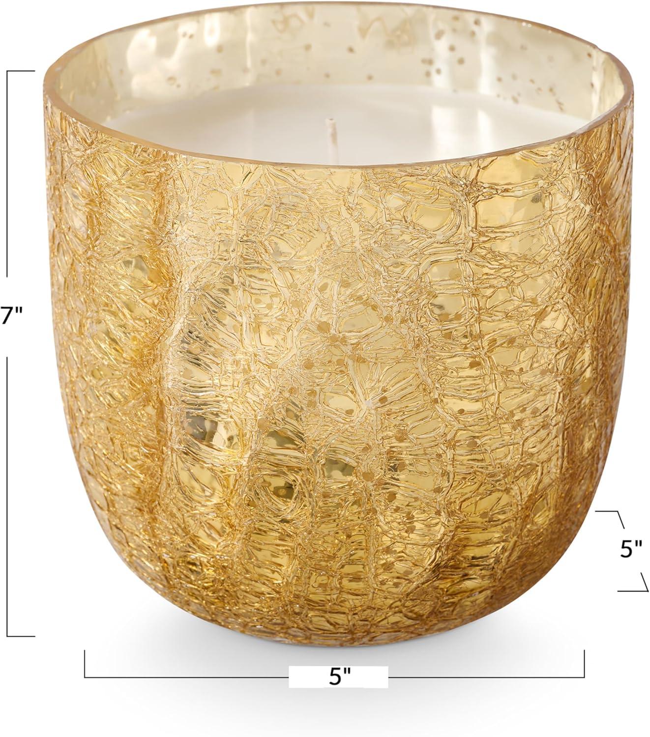 Large Gold Crackle Glass Fall Scented Soy Candle