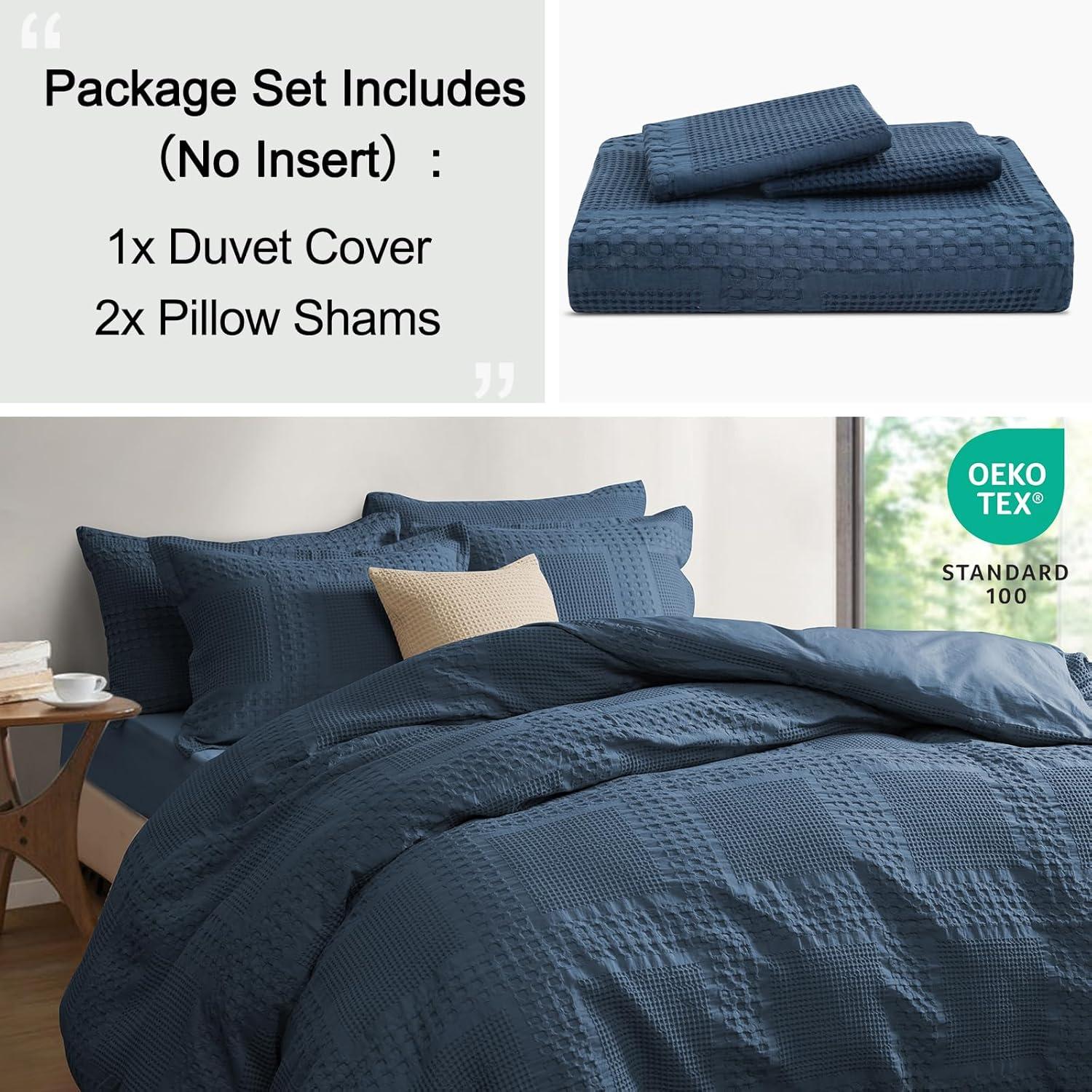 Brielle Home Pierce Waffle 100% Cotton 3 Piece Comforter Set