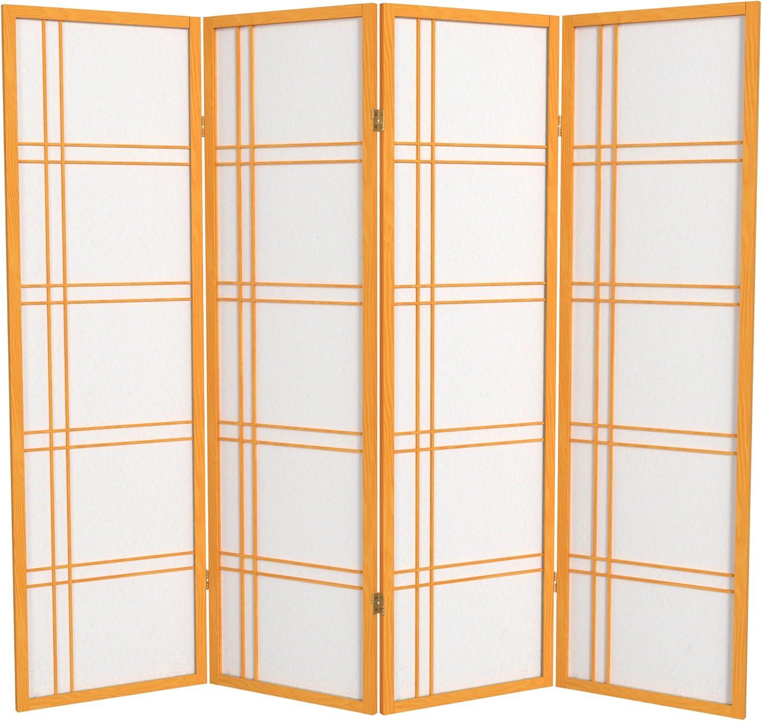 Honey 4-Panel Shoji Screen Room Divider with Rice Paper