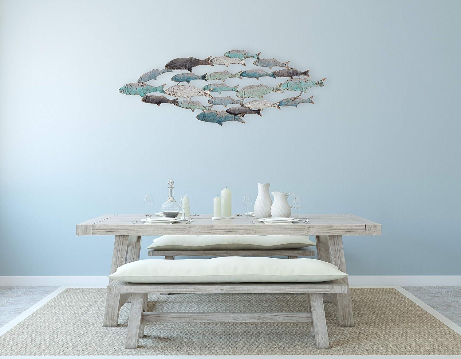 Storied Home Rubber Wood School of Fish Wall Decor