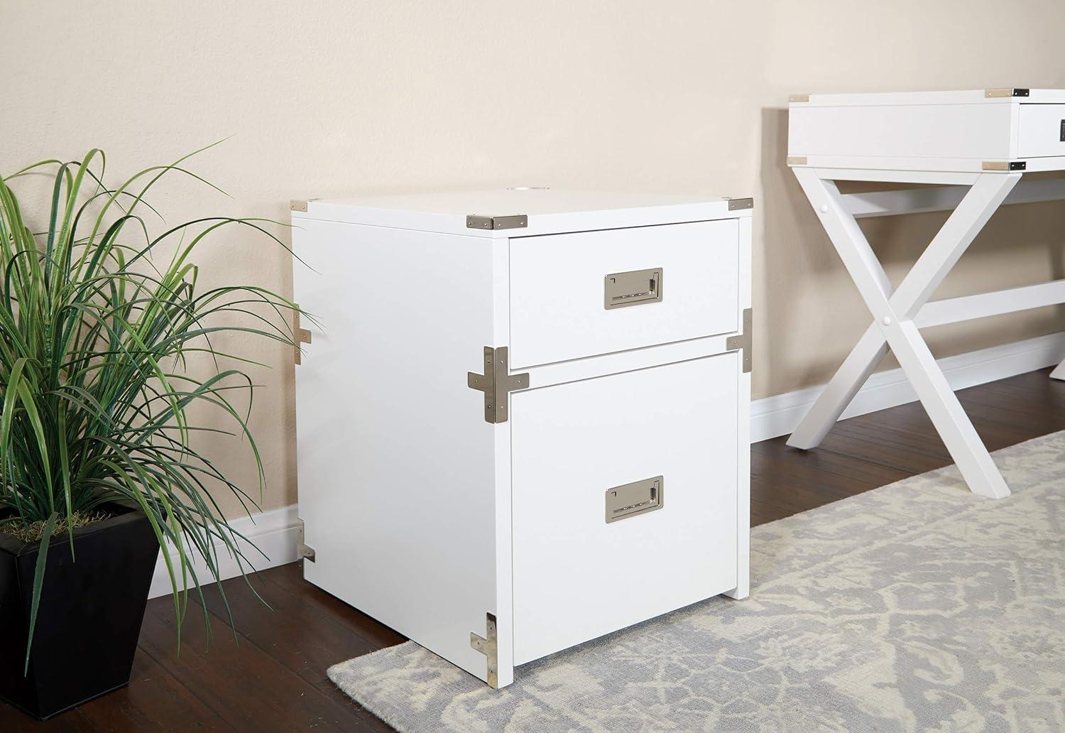 Wellington White 2-Drawer Campaign Style File Cabinet