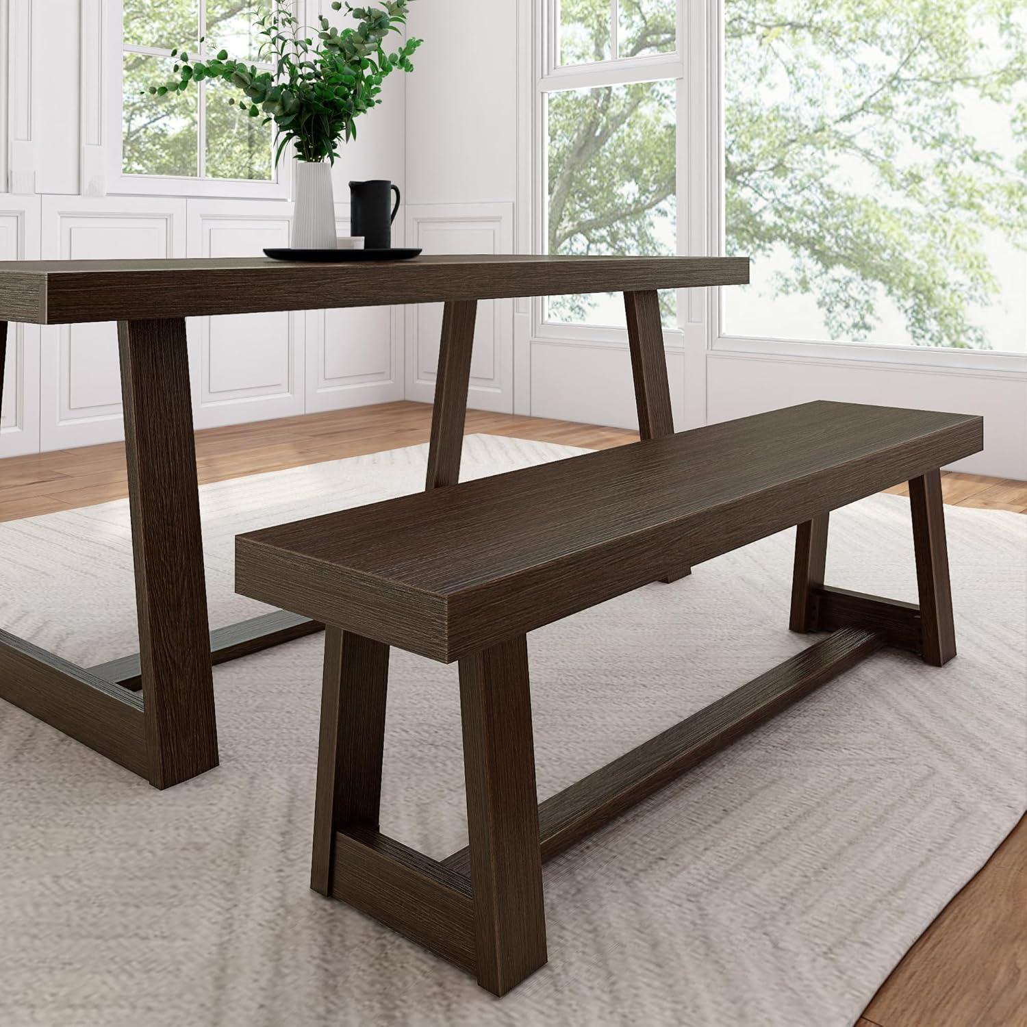 Plank+Beam  60" Classic Solid Wood Dining Bench, Bench for Dining Table