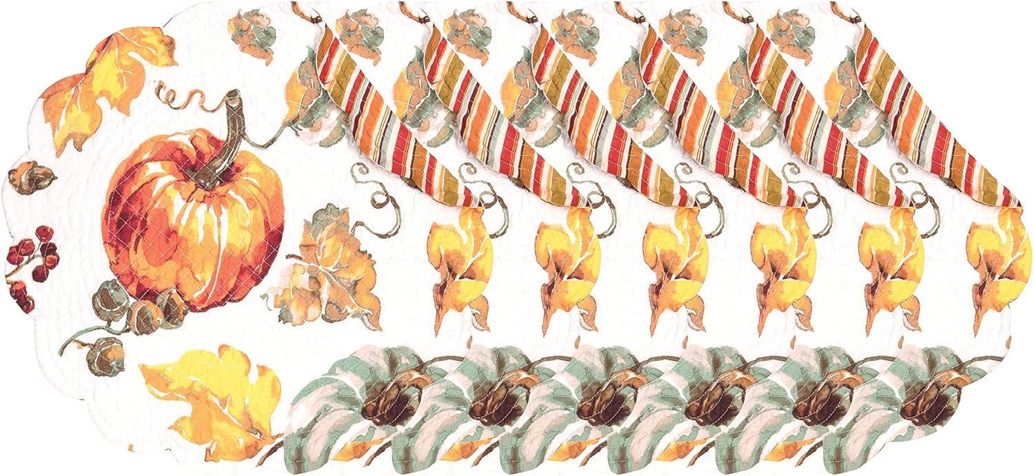 Watercolor Pumpkin Cotton Thanksgiving Placemats Set of 6