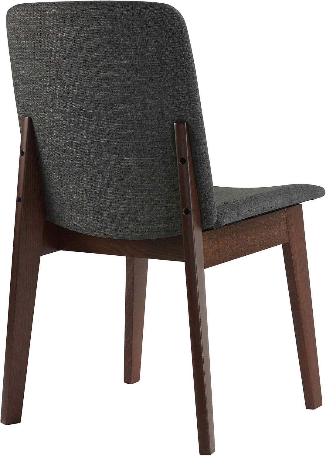 Cortesi Home Bjorn Dining Chair in Charcoal Fabric, Walnut Finish (Set of 2)