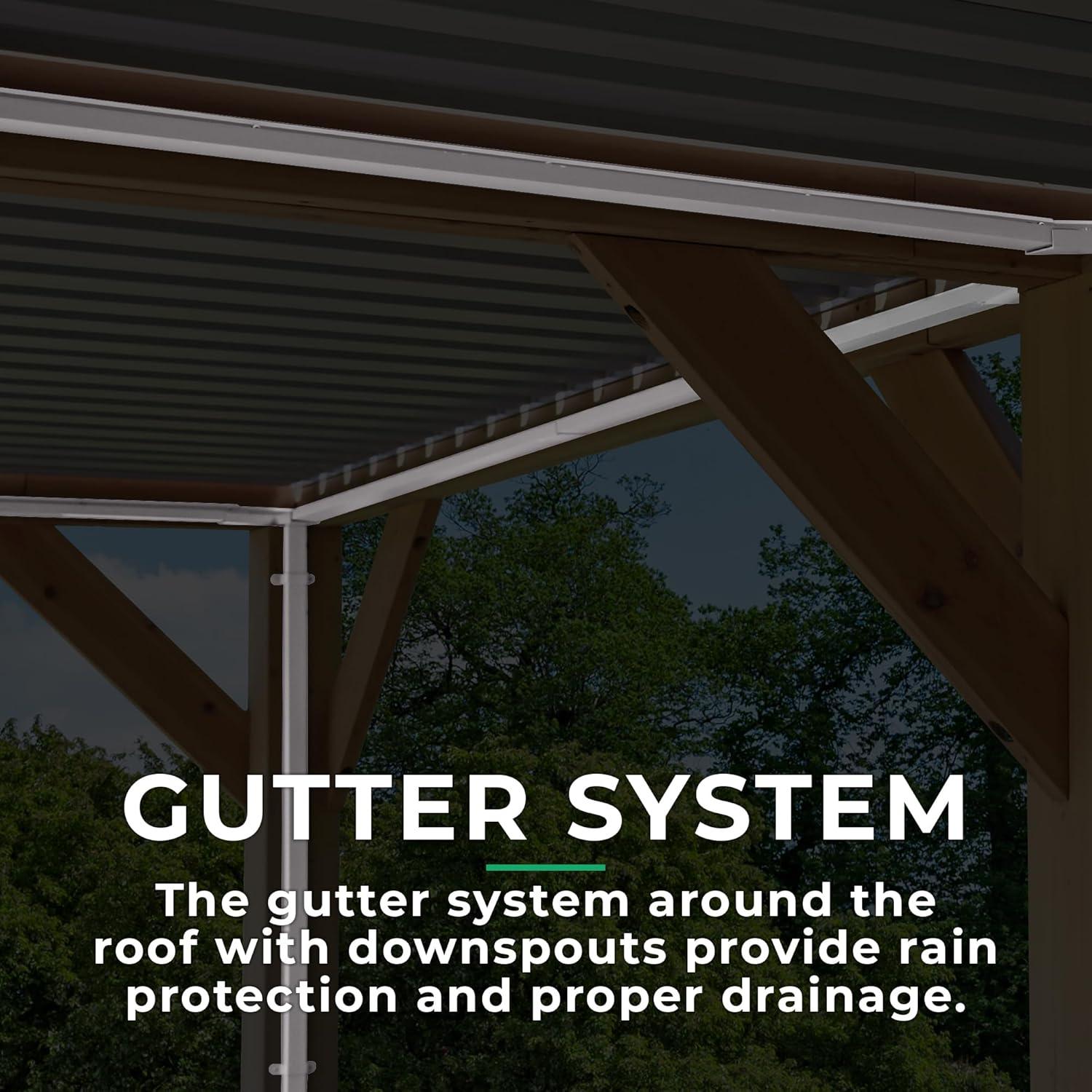 Yardistry 10' x 12' Meridian Louvered Pergola  Premium Cedar Wood Structure with Adjustable Aluminum Louvers and Built-In Gutter System for Outdoor Shade and Rain Protection