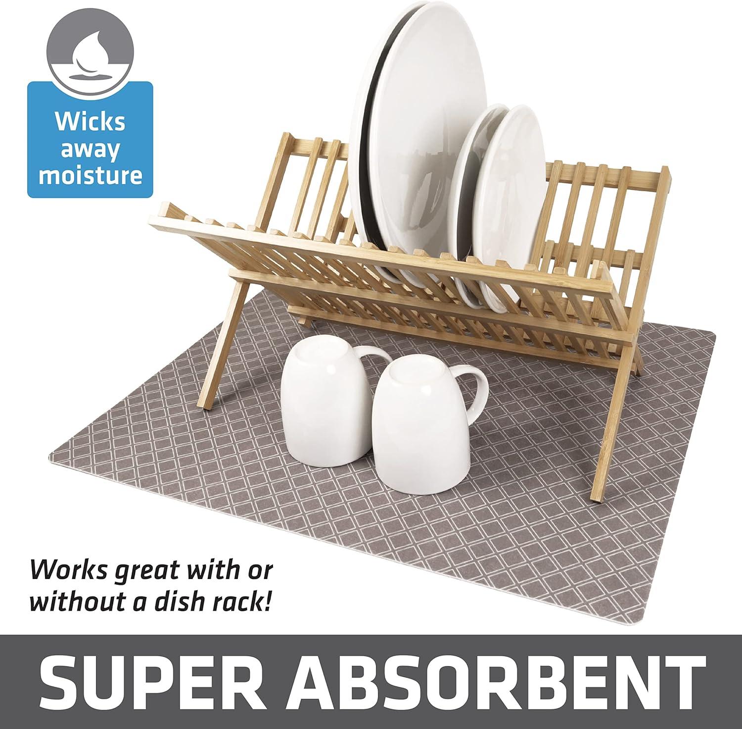 Taupe Low-Profile Super Absorbent Dish Drying Mat