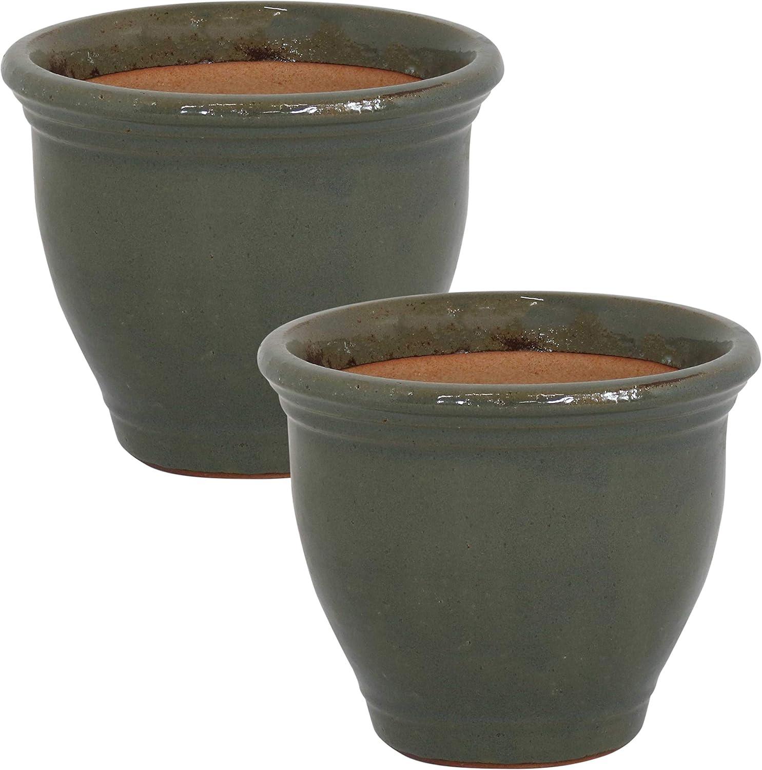 Sunnydaze Studio Outdoor/Indoor High-Fired Glazed UV- and Frost-Resistant Ceramic Planters with Drainage Holes