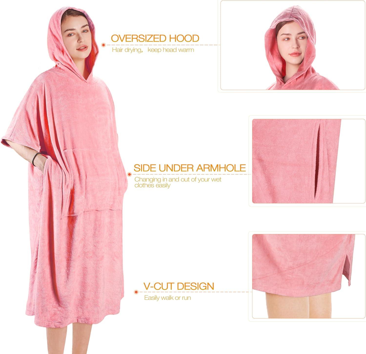 Microfiber Fleece Mid-Calf Bathrobe with Pockets and Hood