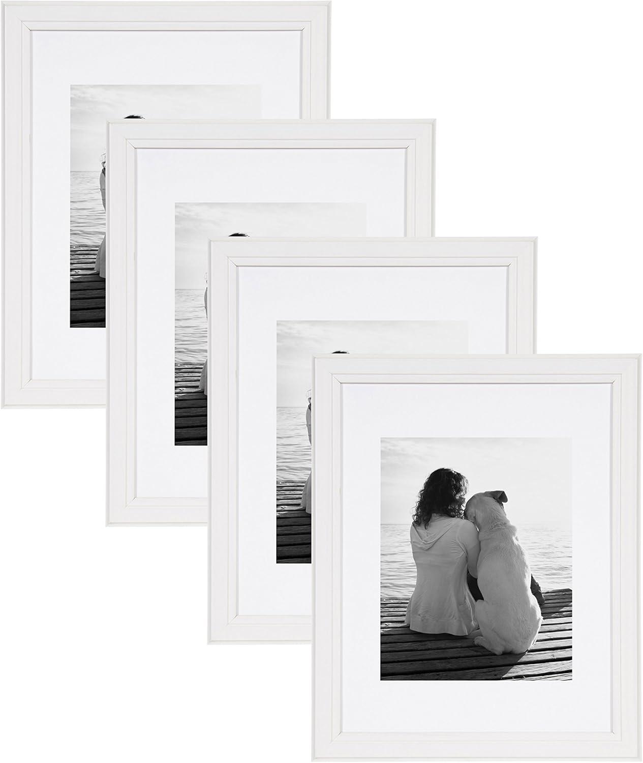 Wood Beveled Picture Frame - Set of 4 with Mat (Set of 4)