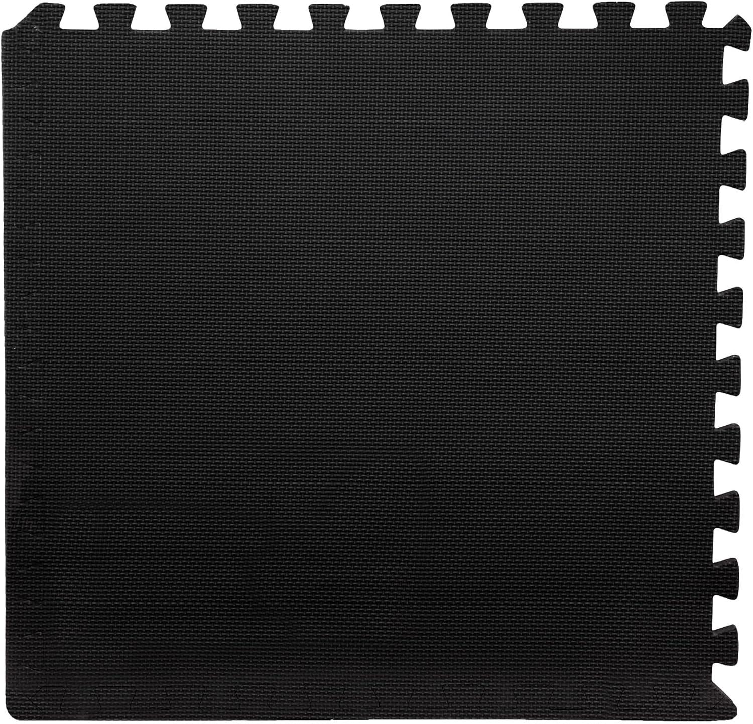 Black Interlocking EVA Foam Gym Floor Tiles, 24" x 24"