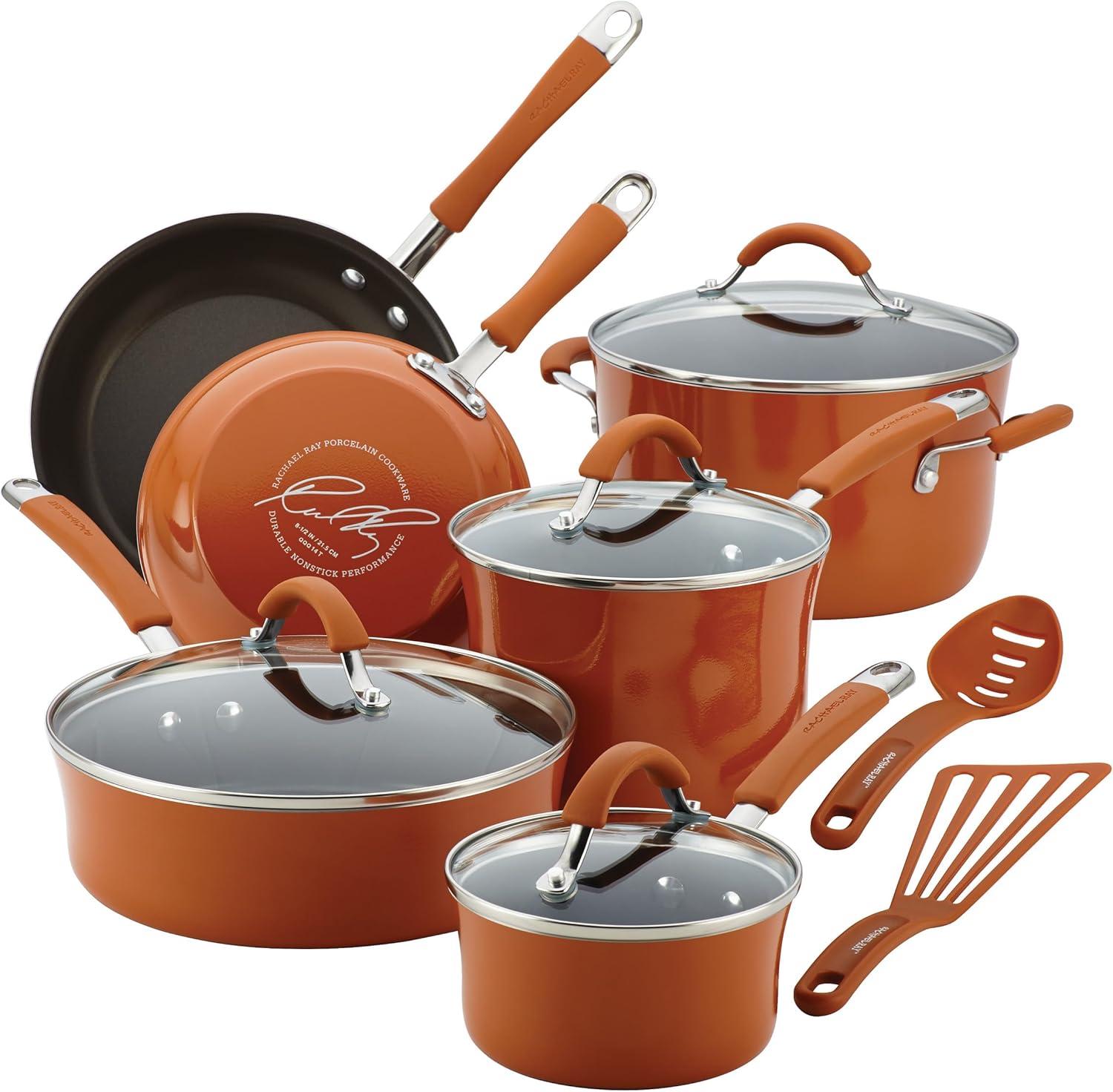 Pumpkin Orange 12-Piece Nonstick Aluminum Cookware Set