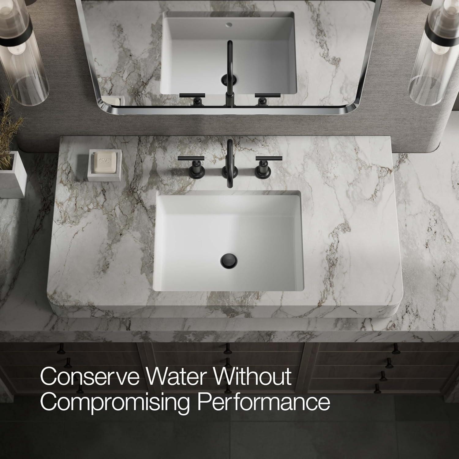 Purist® Widespread Faucet with Drain Assembly Low Lever Handles and Low Gooseneck Spout