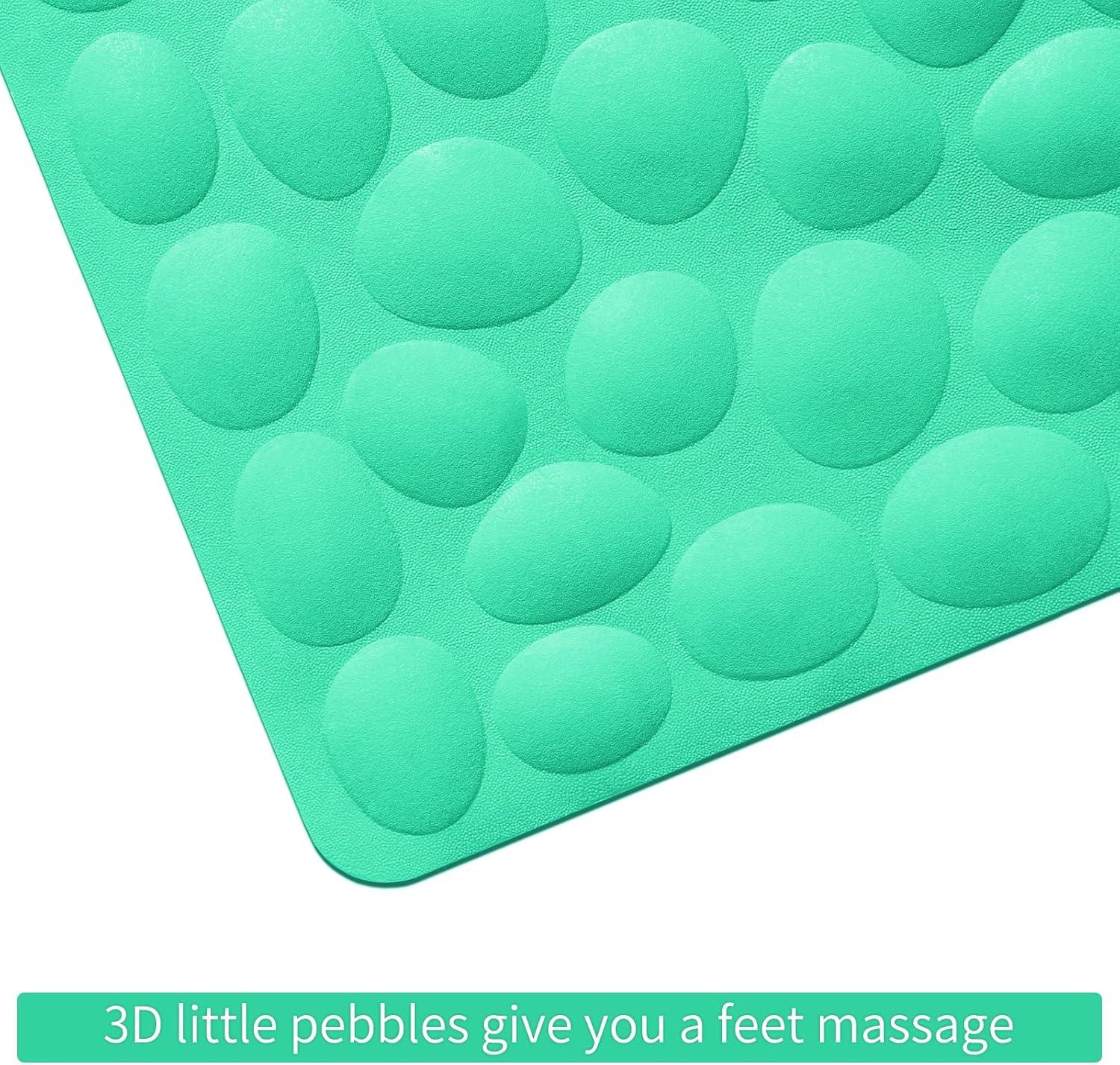 Bathtub and Shower Mats, Extra Long Non-Slip Bath Mat 39 x 16 Inch, Machine Washable Bath Tub Mat with Suction Cups & Drain Holes for Bathroom, Pale Green