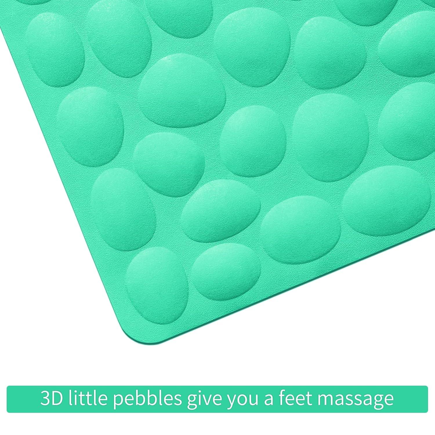 Bathtub and Shower Mats, Extra Long Non-Slip Bath Mat 39 x 16 Inch, Machine Washable Bath Tub Mat with Suction Cups & Drain Holes for Bathroom, Pale Green