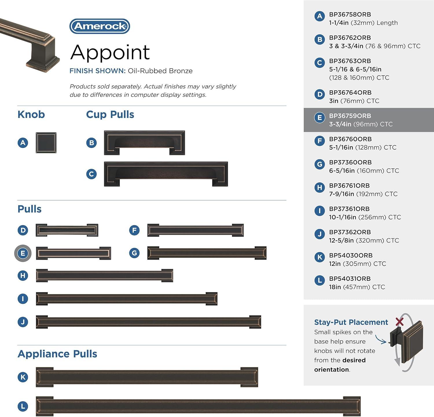 Appoint 3 3/4" Center To Center Bar Pull