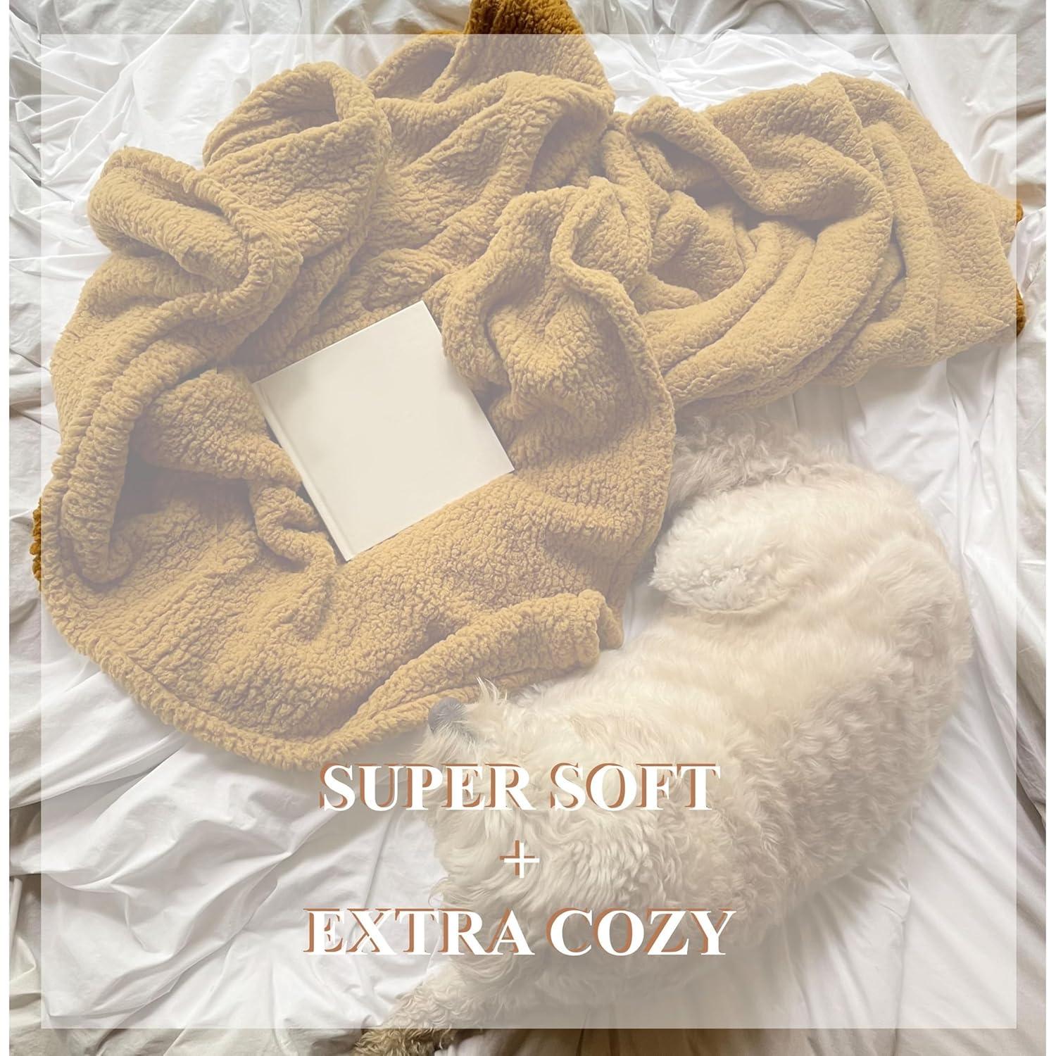 Brooklyn Loom Marshmallow Sherpa Ivory Throw Blanket 50 X 60"