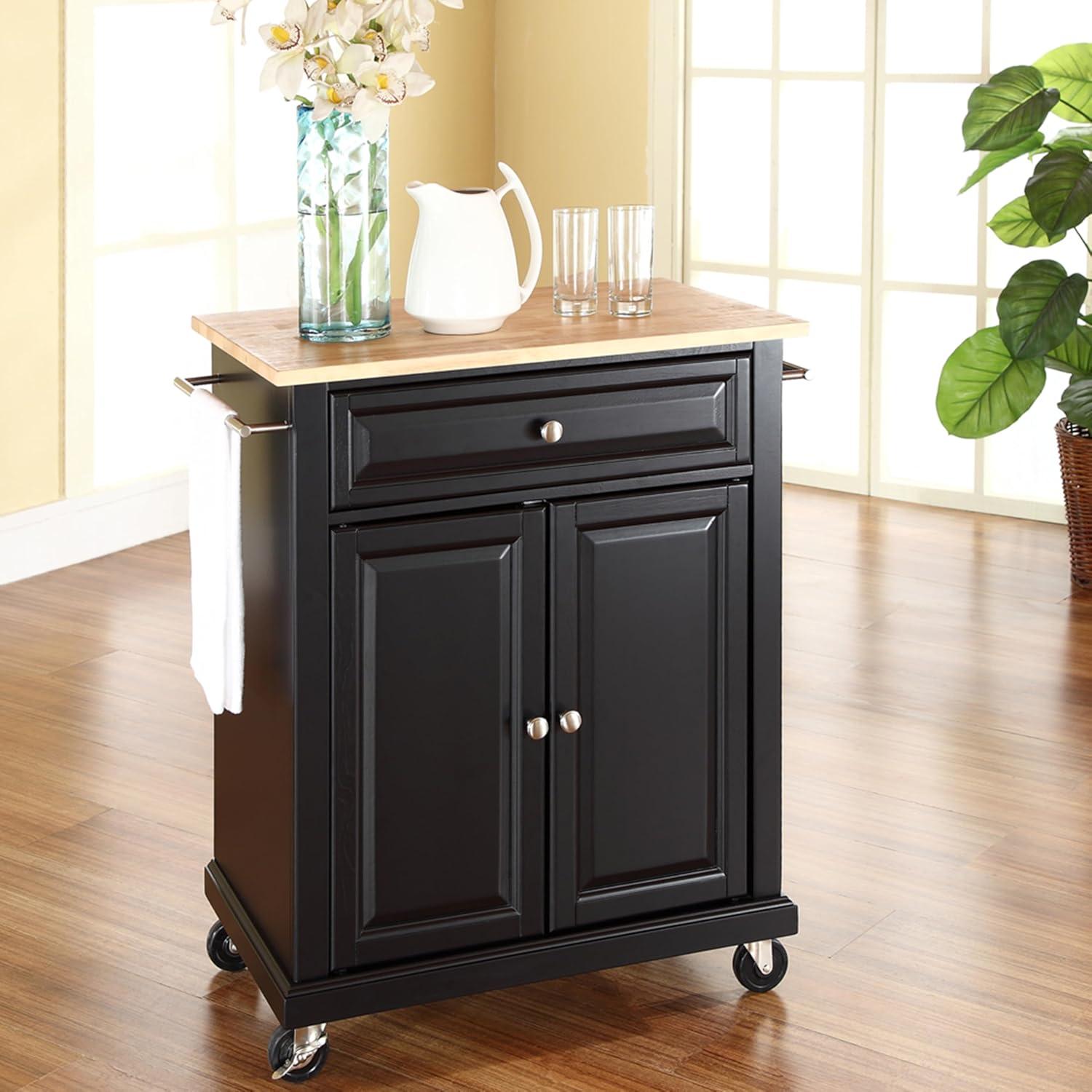 Compact Stainless Steel Top Kitchen Cart Mahogany - Crosley: Mobile Island with Storage & Towel Bars