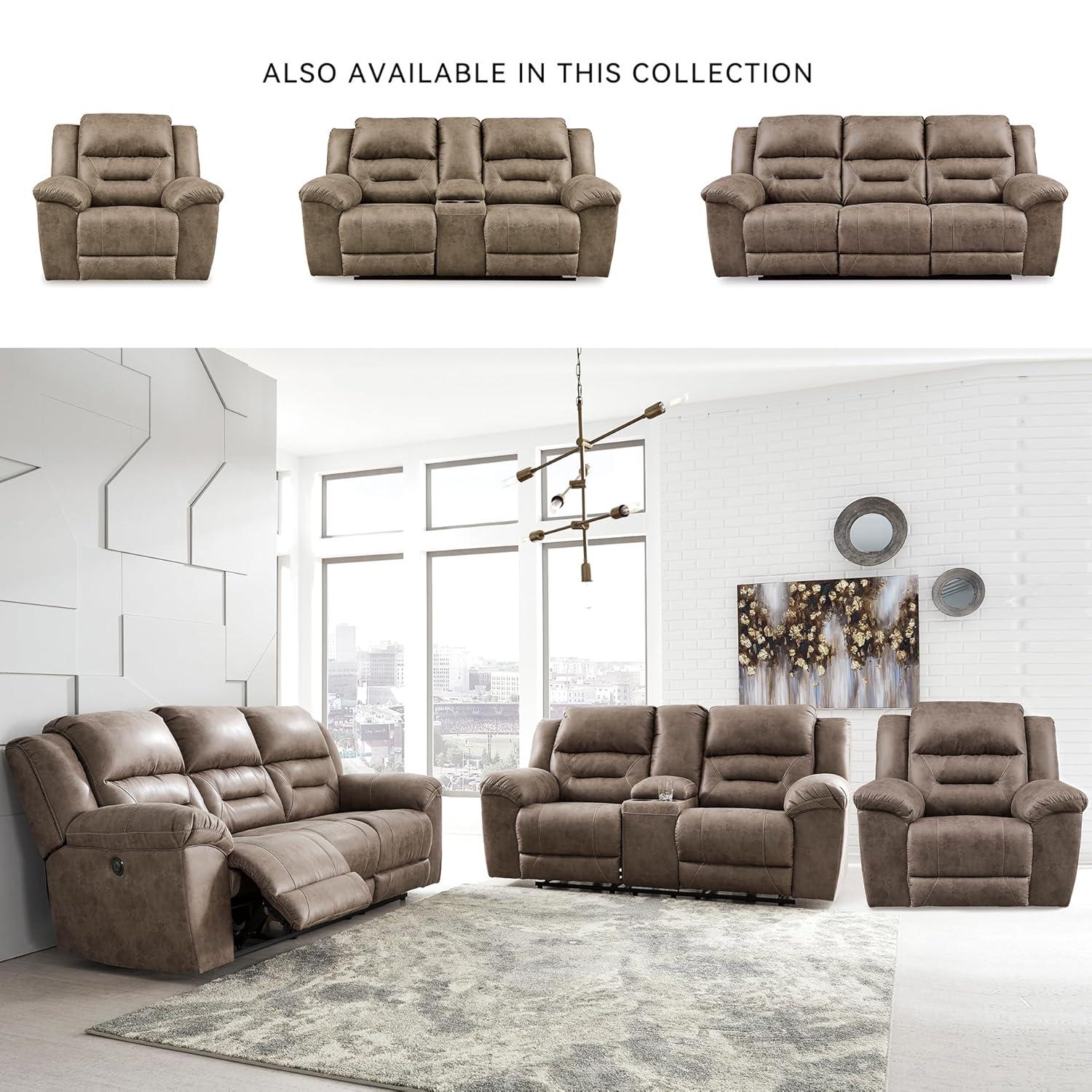 Signature Design by Ashley Stoneland Power Reclining Sofa in Chocolate