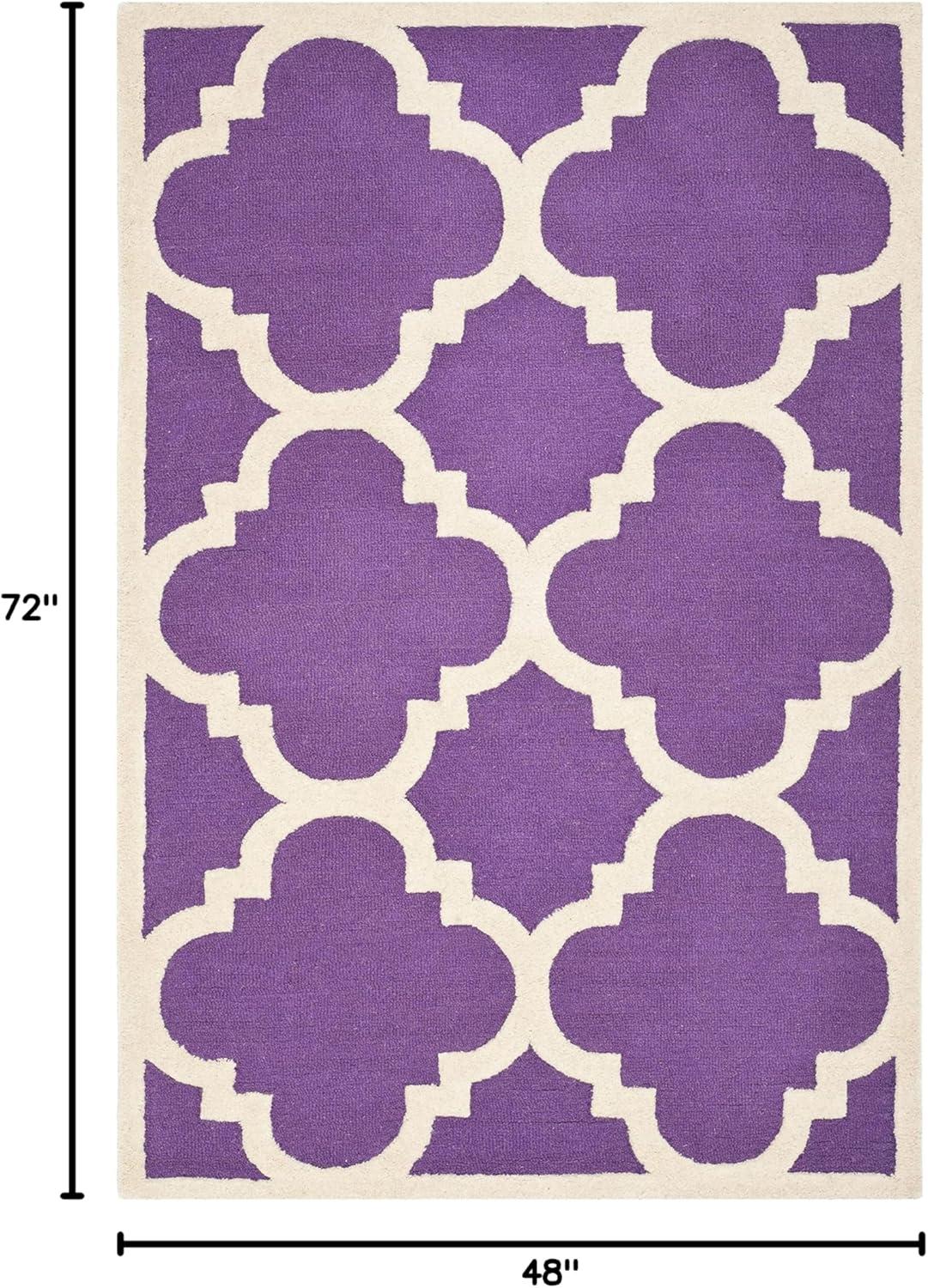 SAFAVIEH Cambridge Justine Geometric Quatrefoil Wool Area Rug, Purple/Ivory, 4' x 6'