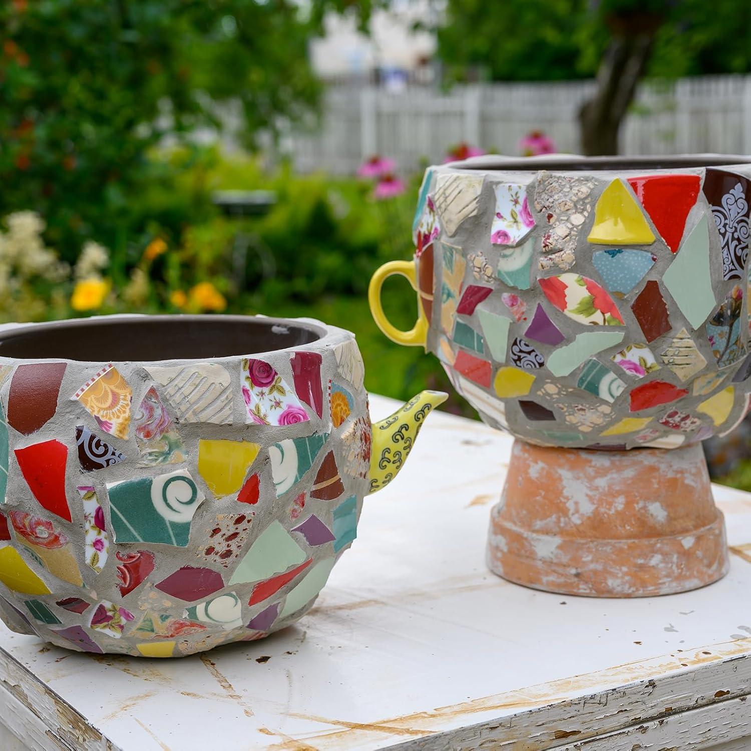 Uxcell 100g Ceramic Mosaic Tiles for Crafts Bulk, Pebble Ice Green Ceramic Tiles for Mosaic Kits