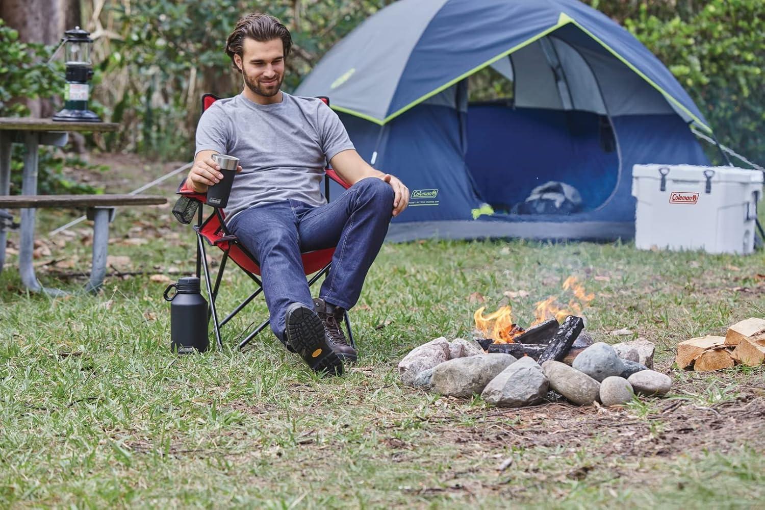 Coleman Broadband Mesh Quad Adult Camping Chair, Red