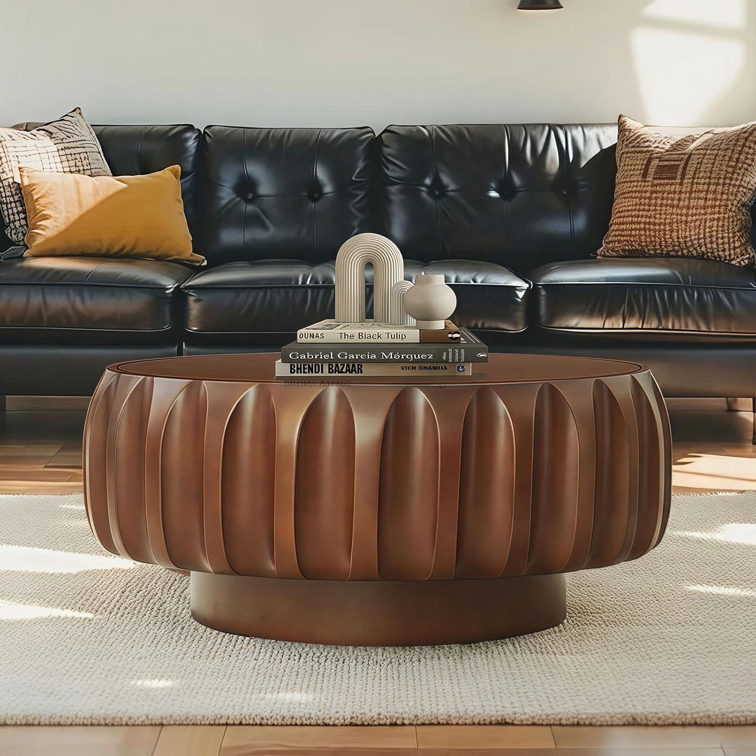 Williamspace Modern Glam Round End Nesting Coffee Table Set for Living Room (Set of 2) No Assembled Blue