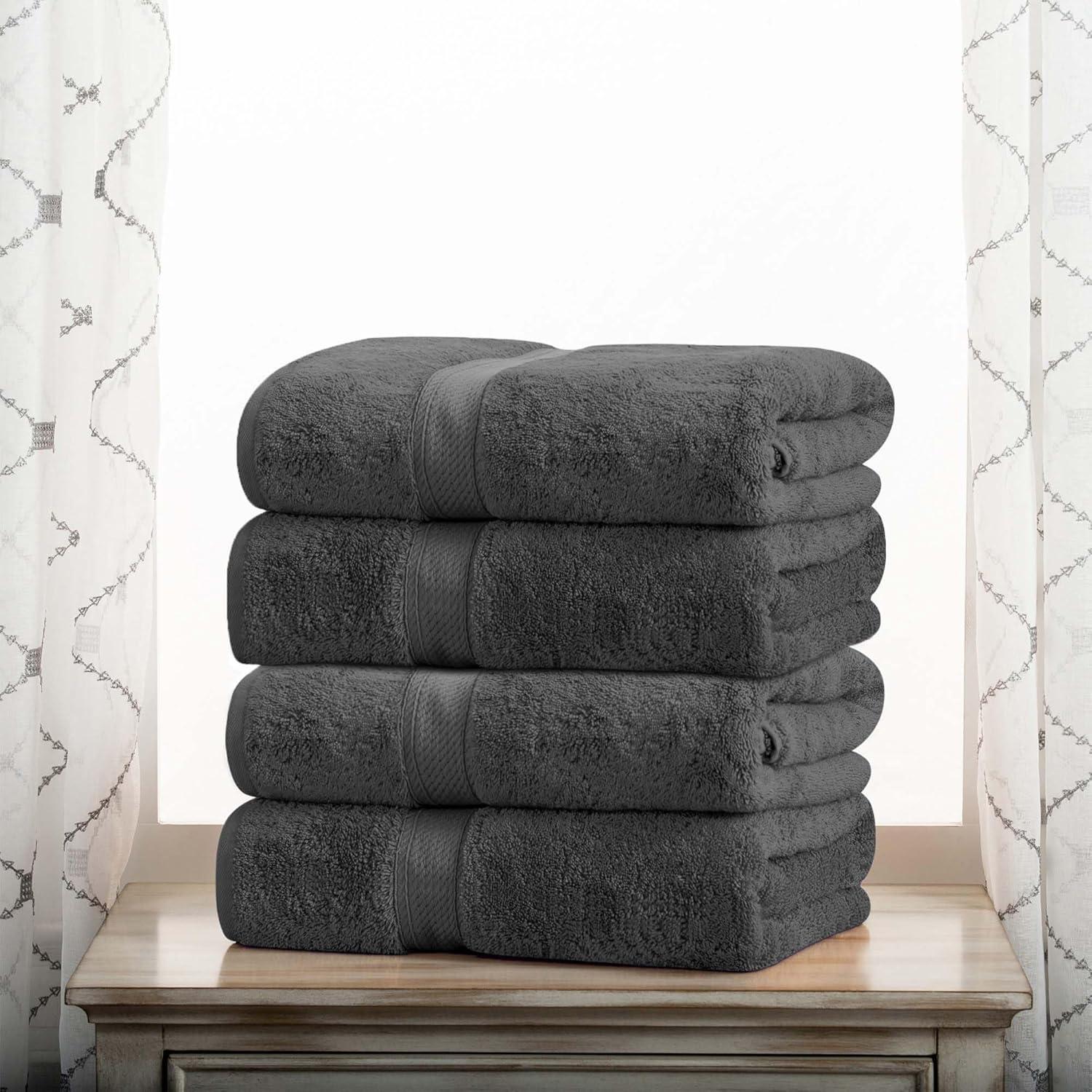 Charcoal Egyptian Cotton 4-Piece Bath Towel Set