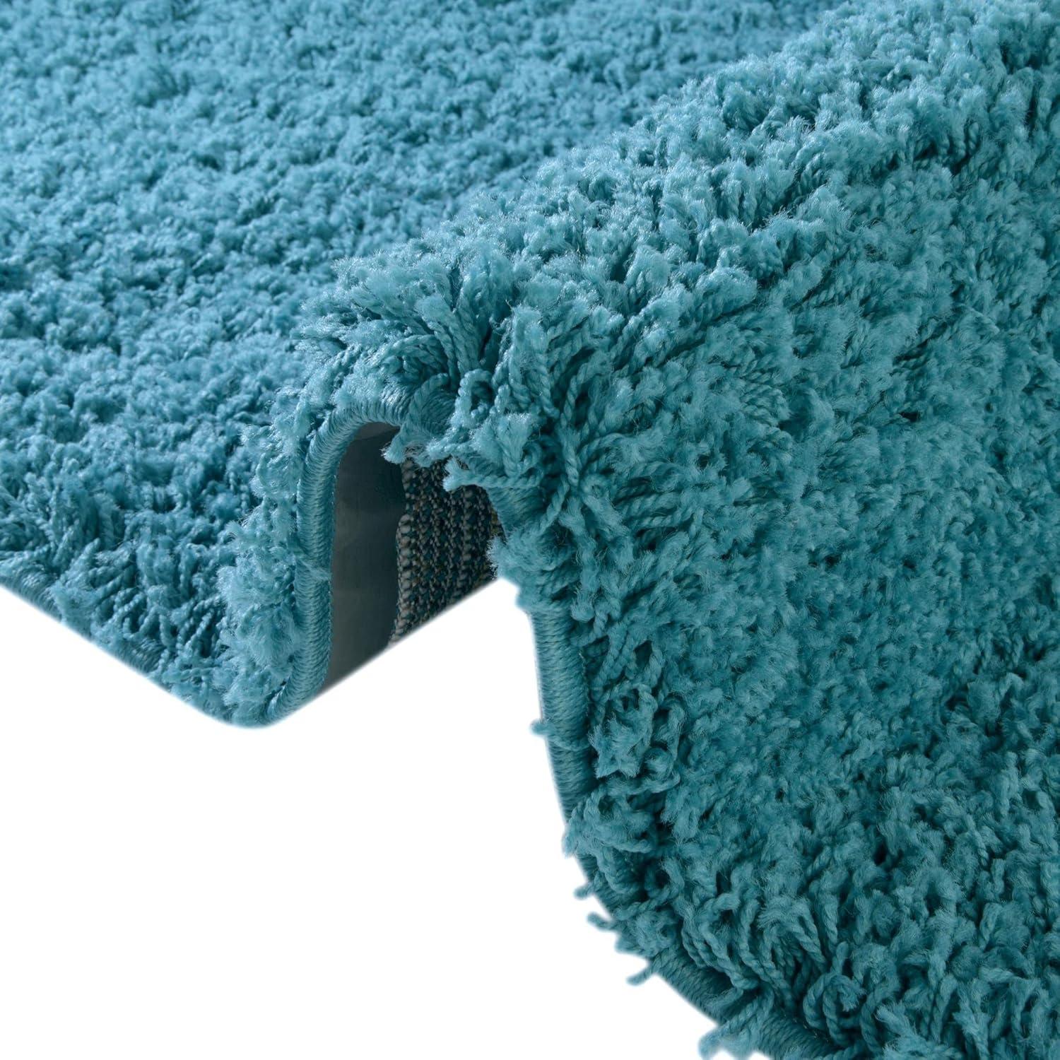 Deep Aqua Blue 5' x 8' Solid Shag Rug