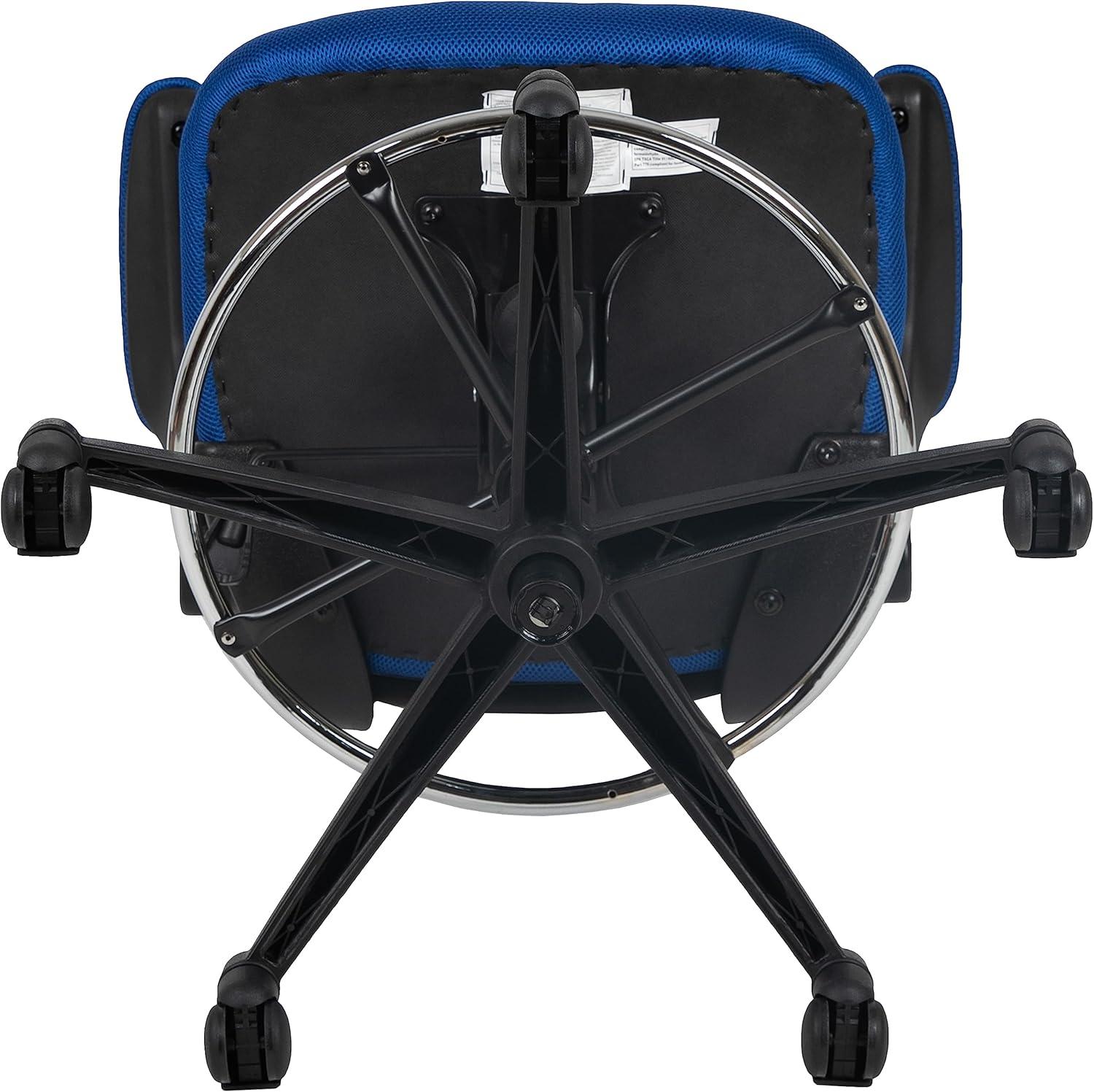 Flash Furniture Kelista Mid-Back Blue Mesh Ergonomic Drafting Chair with Adjustable Foot Ring and Flip-Up Arms