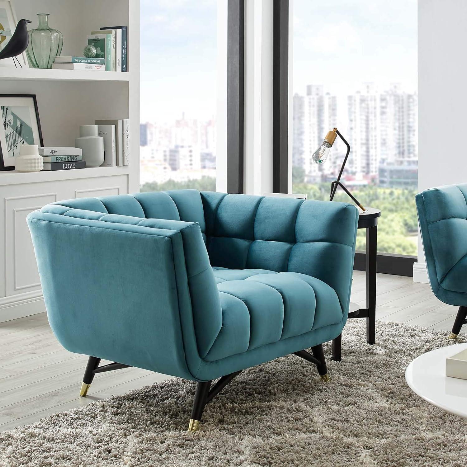 Modway Adept Performance Velvet Armchair Sea Blue