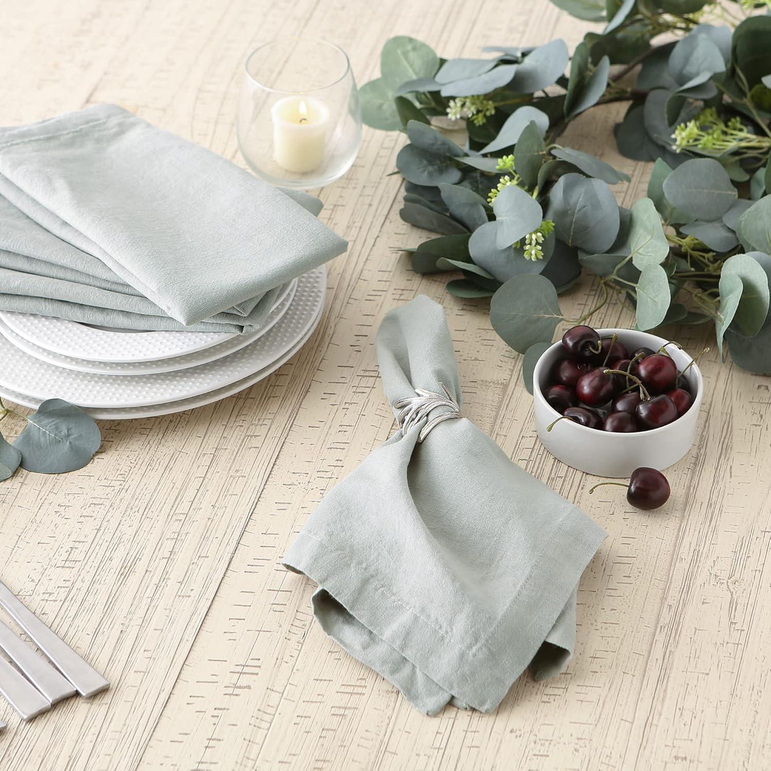 DII Linen Tabletop Collection Machine Washable, Napkin Set, 20x20, Light Rain, 4 Piece