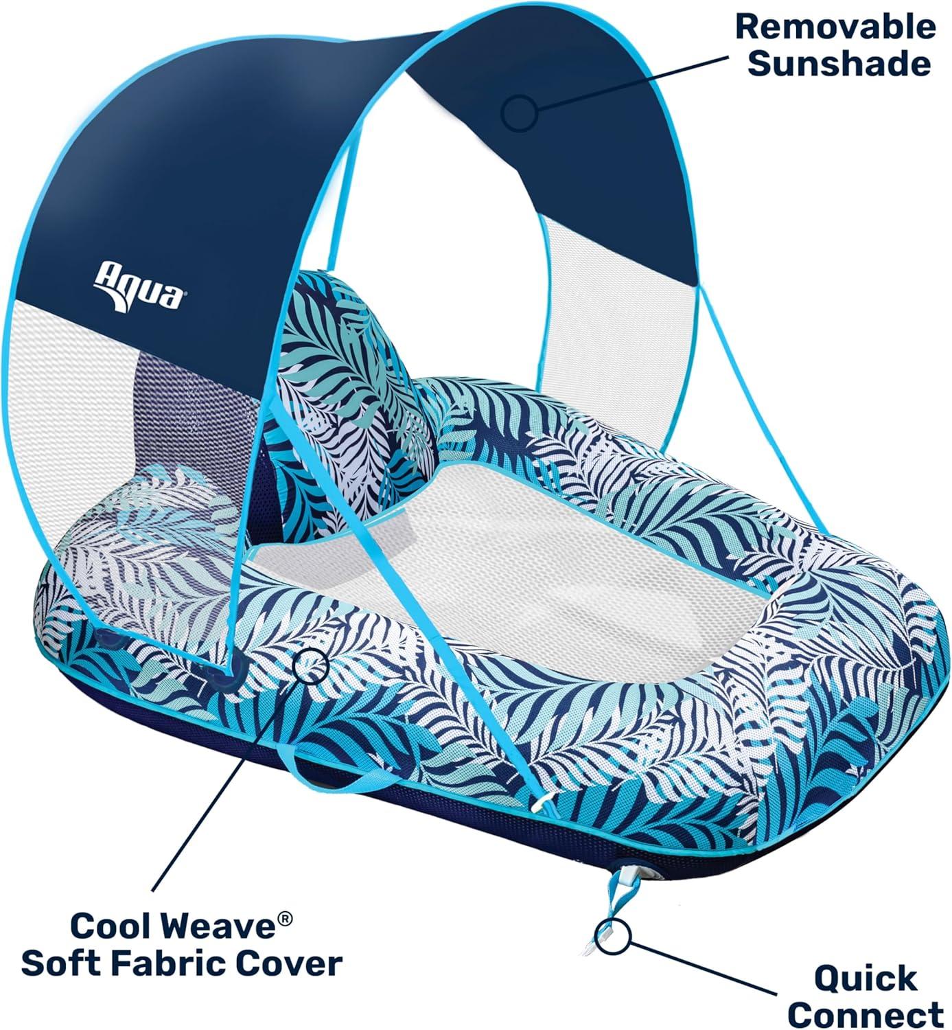 Blue Tropical Zero Gravity Pool Lounger with Canopy