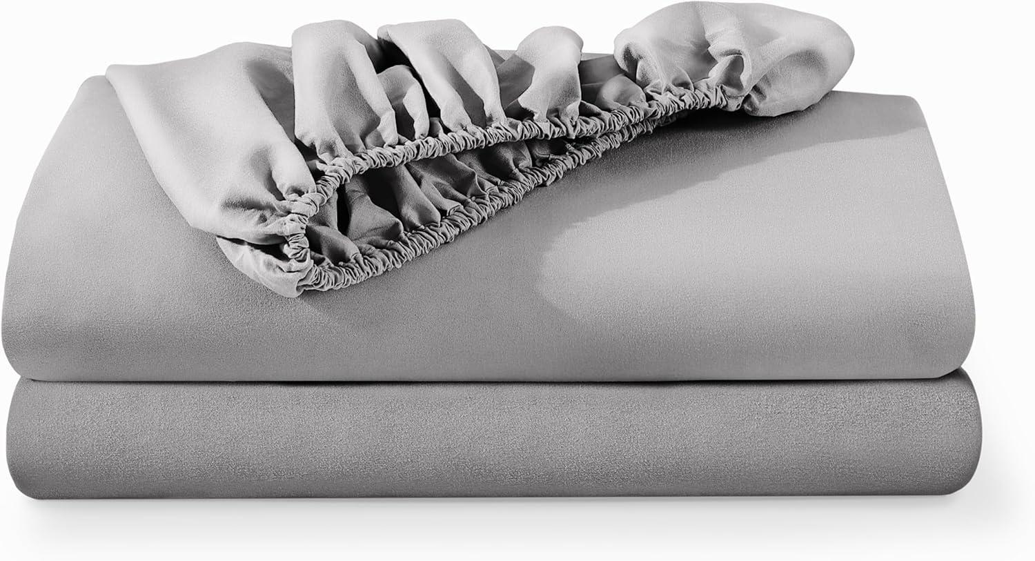 Bare Home 2-Pack Fitted Sheets - Premium 1800 Collection - Ultra-soft - Deep Pocket - Short Queen, Cloud Gray