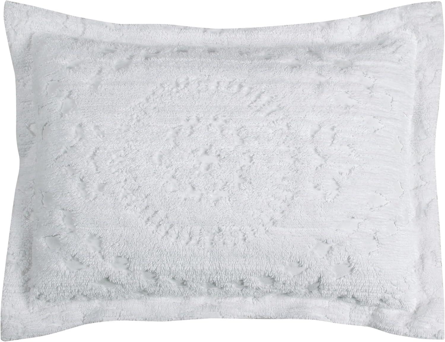 Standard Rio Collection 100% Cotton Tufted Unique Luxurious Floral Design Pillow Sham White - Better Trends