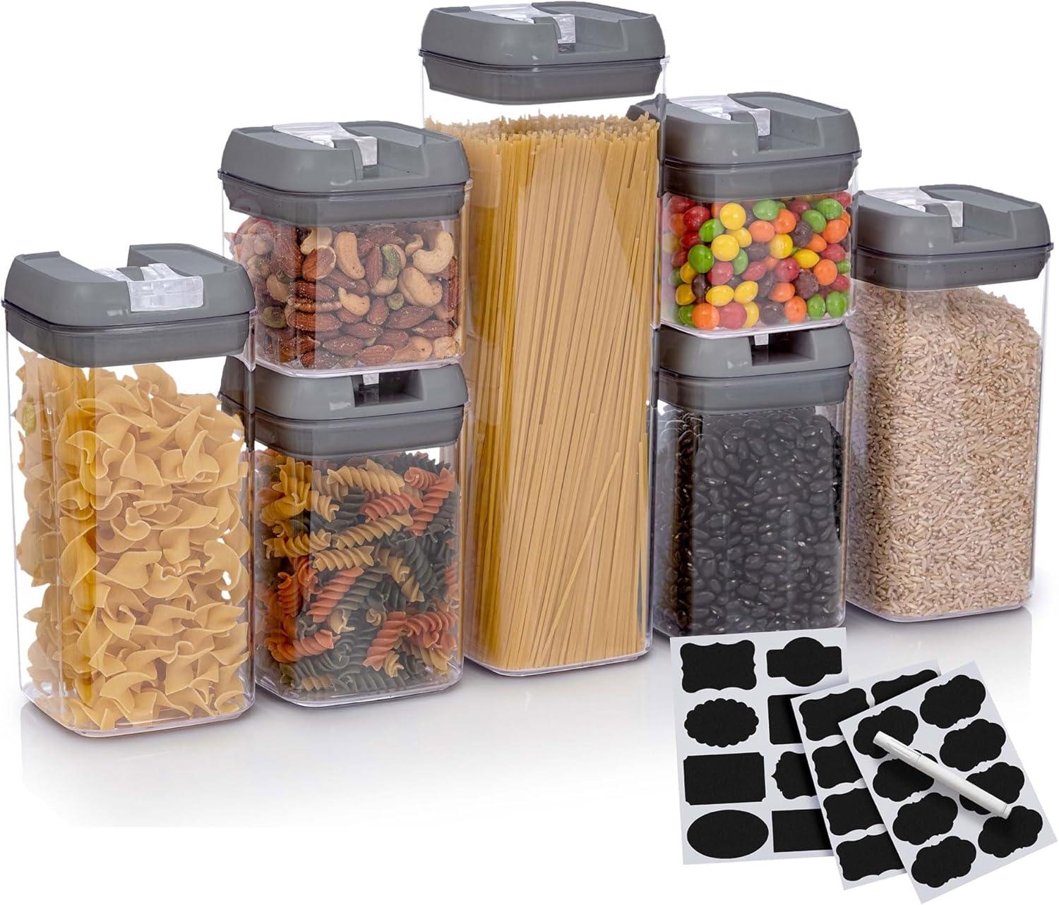 Cheer Collection Airtight Food Storage Containers, Set of 7 (Gray)