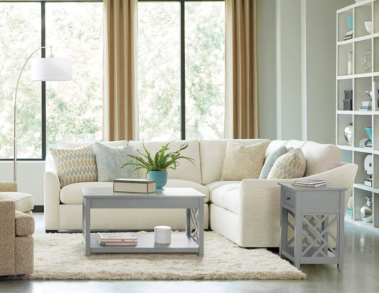 Alaterre Furniture Coventry 36 in. Solid Pine Wood Coffee Table, Traditional to Modern Design Accent Furniture, Gray